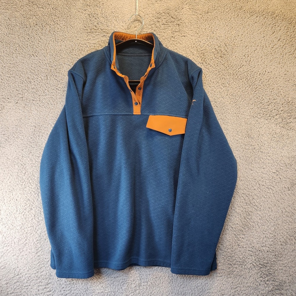 Zyia Active Pullover Mens‎ 2XL Blue Orange Snap Fleece Jacket Pocket Outdoors